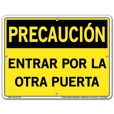 Vestil Aluminum Sign, 9-1/2" Height, 12-1/2" Width, Aluminum, Rectangle, Spanish SI-C-11-B-AL-063-S